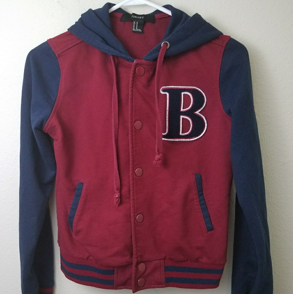 Forever 21 Varsity Team Letterman Hoodie Jacket - Picture 1 of 5